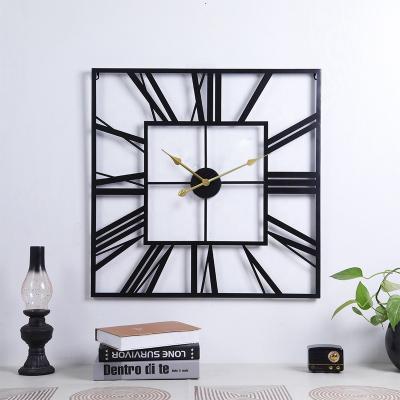 China Hot sale 58cm Amazon radio large square iron silent quartz wall clock luxury wall clock for home decor for sale