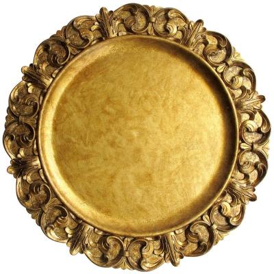 China Retro 13 Inch Wedding Party Table Sustainable Gold Decoration Plates For Hotel Restaurant for sale