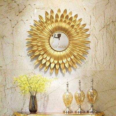 China Modern Minimalist Creative Luxury Decorative Iron Leaf Mirror Living Room Wall Hanging Mirror for sale