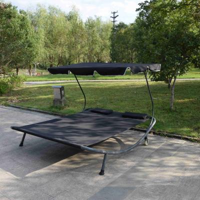 China Modern Outdoor Garden Swing Bed Patio Swing Bed 2 Person Bed With Shade And Wheel for sale