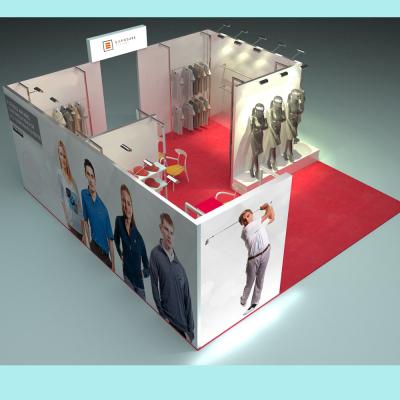 China High Quality Layout Design 6x6m Portable Trade Show Exhibition Modular System Rack Clothes Booth Solutions Alu for sale