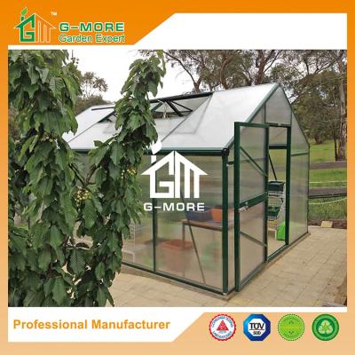 China 406x306x244cm Green Color 10mm Thick Polycarbonate Aluminum Flowerhouse for sale