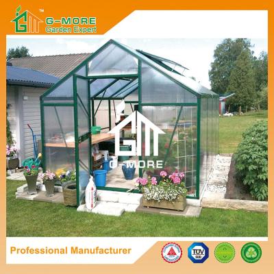 China 406x306x244cm Green Color 10mm Thick Polycarbonate Aluminum Green House for sale