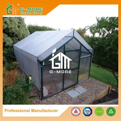 China 406x306x244cm Green Color 10mm Thick Polycarbonate Aluminum Grow House for sale