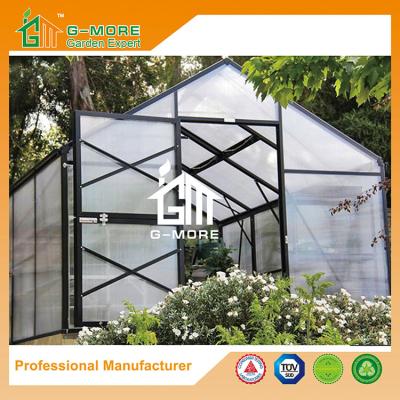 China 406x306x244cm Black Color 10mm Thick Polycarbonate Aluminum Hobby Growhouse for sale