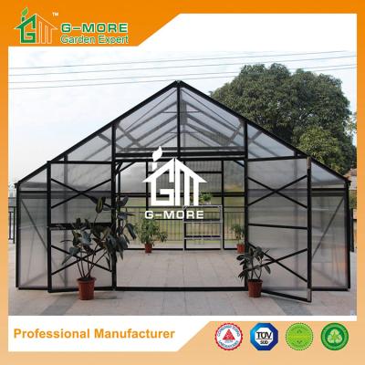 China 606x506x302cm Black Color 4 Seasons Aluminum/10MM Polycarbonate Large Flowerhouse for sale