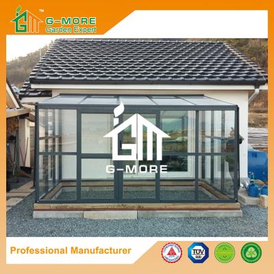 China 242 X 392 X 237CM Dark Grey Color 8mm Thick Polycarbonate Aluminum Glasshouse for sale