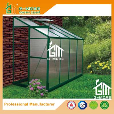 China 8'x4'x6.7'FT Green Color Single Door Wall Lean-To Series Garden Greenhouse for sale