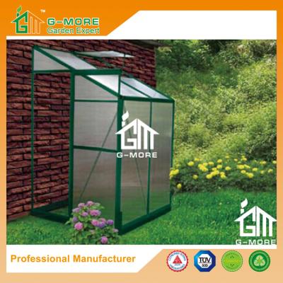 China 4'x4'x6.7'FT Green Color Single Door Wall Lean-To Series Garden Greenhouse for sale