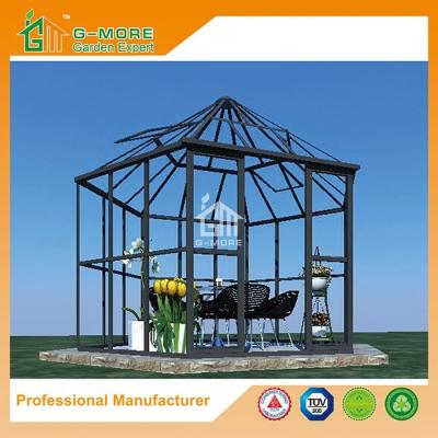 China 390 X 343 X 290CM Dark Grey Color Easy Assembly Removable Aluminum Greenhouse for sale