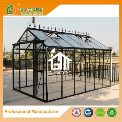 China 377X253X250CM Black Color Imperial Series Double Door Glass Greenhouse for sale