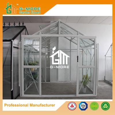 China 195X253X250CM White Color Imperial Series Double Door Glass Greenhouse for sale