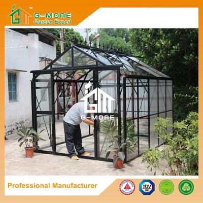 China 319X253X250CM Black Color Imperial Series Double Door Glass Greenhouse for sale