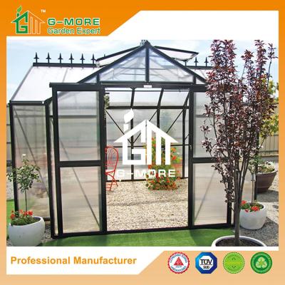 China 381 X 377 X 250CM Black Color 8mm Thick Polycarbonate Garden Greenhouse for sale