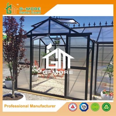 China 319 X 377 X 250CM Black Color 8mm Thick Polycarbonate Garden Greenhouse for sale