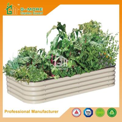 China 90X90X45cm Ivory Color Easy Assembly Galvanized Steel Raise Garden Bed for sale