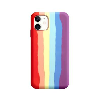 China Colorful Shockproof Rainbow Liquid Silicone Phone Case Cover For iPhone 12 Pro Max for sale