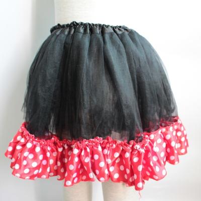 China Viable Girls Black Tutu with Polka Dot Satin Trim Ballet Skirt for sale