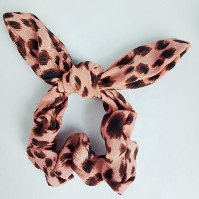 China Diy Hair Accessories Shape Scrunchies Hair Tie Elastic Band Rabbit Ear Ponytail Holder Rubber Bands Leopard Hairbow Tied Girls for sale