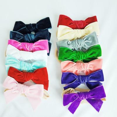 China Handmade Fashion Ponytail Velvet Bow Hair Tie With Elastic Bands for sale