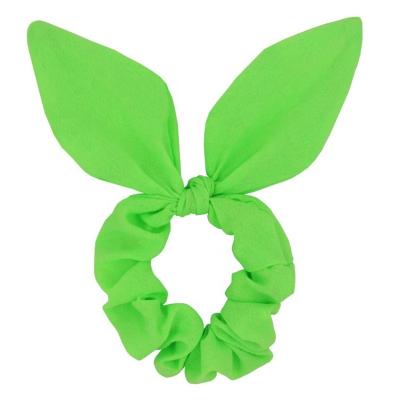 China Diy Hair Accessories Fluorescence Color Scrunchies Bunny Ear Ponytail Holder Elastic Bands Hair Bow for sale