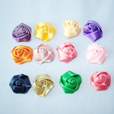 China 4cm DIY Baby Rose Flower 4cm Satin Rolled Ribbon Rose Flowers DIY Fabric Rosettes 4cm DIY Baby Satin Rolled Ribbon Rose Flowers Flower Women's Hair Accessory for sale