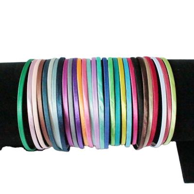 China Fashion 5mm Satin Ribbon Covered Plain Metal Hair Headbands For DIY Hair Ornaments for sale