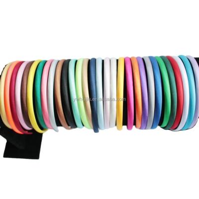 China Fashion 10mm Headband Covered With Plastic Satin Headband For Girls for sale