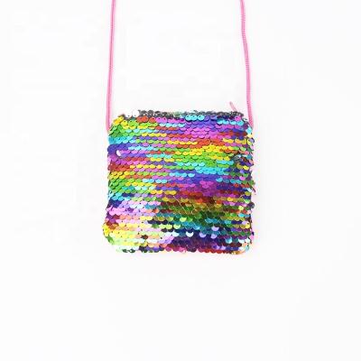 China Fashion Rainbow Flip Sequin Crossbody Coin Purse For Girl for sale