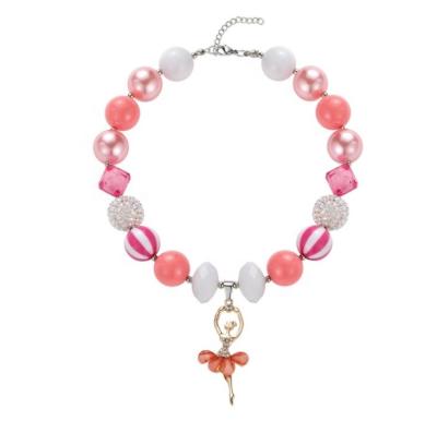 China Fashion Cute Babies Chunky Bubble Gum Bead Necklace With Alloy Pendant for sale