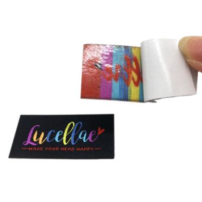 China Sustainable Straight Cut Satin Fabric Label Custom Sewing Labels For Clothing Logo Labels for sale