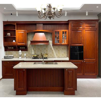 China Modern Classic Sideboard Designs Solid Wood Modular Kitchen With Island Cabinet for sale