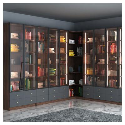 China Modern Bookshelf Cpc(Height)Adjustable Cabinet Warm Design Book Shelves With Glass Doors for sale