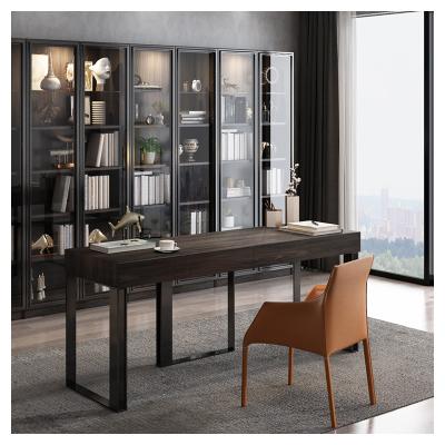 China (Size)Adjustable Italian Lightweight Luxury Black Bookcase Office Computer Desk Study Furniture for sale