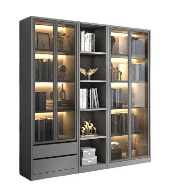 China (Size)Adjustable Luxury Custom Wooden Cabinet Shelf With Glass Doors For Household for sale