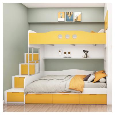 China Double (Size) Adjustable Orange Room Bed Kids Bed With Desk Wardrobe For Kids Friendly Design Nursery for sale