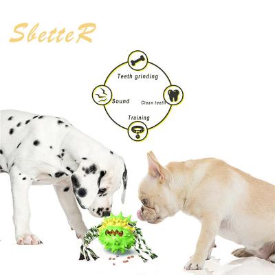 China 2022 Viable SPT Amazon Pet Food Leak Toy Vocal Dog Teeth Cleaning Interactive Squeaky Toy for sale