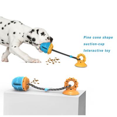 China Viable SPT TPR Dog Teeth Cleaning Toy Durable Pet Interactive Chew Toys With Suction Cup for sale