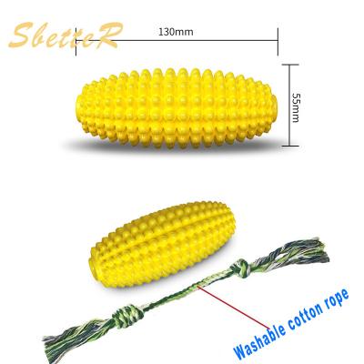 China Viable SPT Pet Toy Teeth Cleaning Rope Interactive Knot Cotton Corn Bite Dog Molar Pet Chew Toy for sale