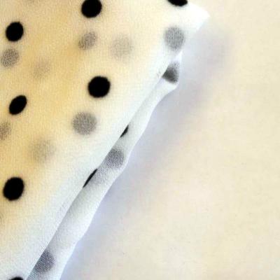 China 75DX75D 80gsm Anti-static White Chiffon Velvet Dots Black Flocking Fabric for sale