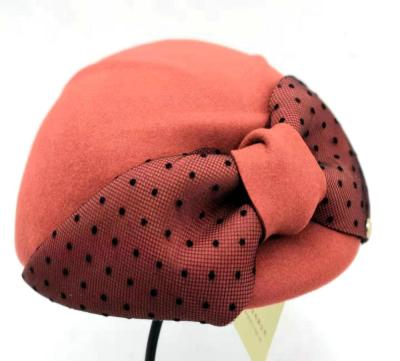 China Fashion Wholesale Fashion Wholesale Wool Ladies' Wool Beret Women's 100% Wool Beret Stewardess Hat British Style Hat with Bow for sale