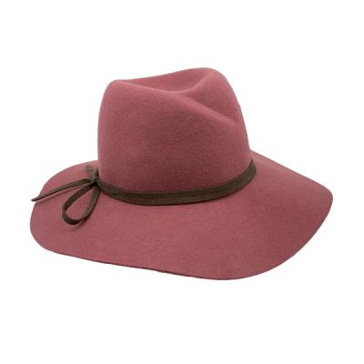 China Fashion Sale Fashion Soft Wool Warm Felt Hat With Belt Brim Lady Women Fedora Sun Hats Fadora Wide Felt Sombrero for sale