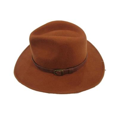 China Western Cowboy Hats Wool Fedora Hat Elegant Spring Winter Autumn Leather Belt Wide Brim Jazz Cowgirl Sombr Fashionable Women Men Character for sale