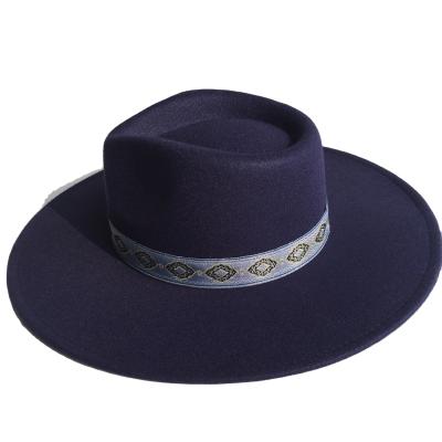 China Fashion Polyester Fashionable Cotton Unisex Wide Brim Felt Fedora Hat Classical Women Men Vintage Derby Wedding Church Jazz Fadora Hats for sale