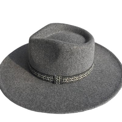 China Male Female Fedora Hat Fake Wool Fashion Felt Western Caps Fedoras Hats Faux Wool Wide Brim Cowboy Fedora Hats Jazz Women Men for sale