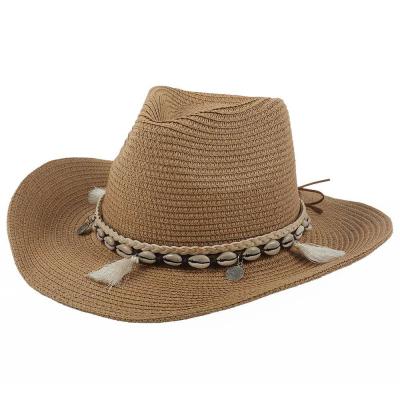 China Summer Striped Outdoor Unisex Rope Style Straw Hat Accessory Cowboy for sale