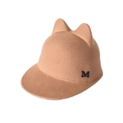 China breathable & New Cheap Custom Made Waterproof Women Hats With Cat Ears Adjustable Cute Wool Felt Sports Baseball Cap Hats for sale