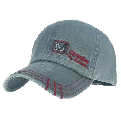 China New Design Embroidery COMMON Cotton Washed Colorful Denim Distressed Baseball Cap for sale