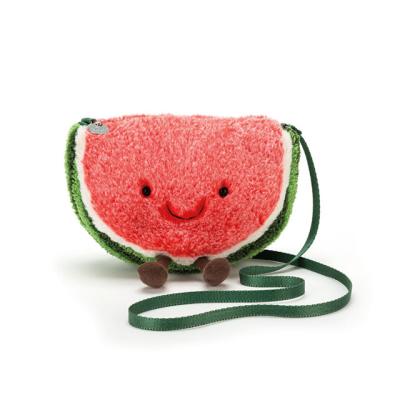 China Cute Pink 18cm Stuffed Bag Plush Toy For Kids Watermelon OEM Plush Stuffed Bag Toy Funny Messenger Bag for sale