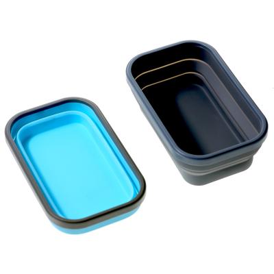 China Sustainable Storage container Folding Silicone Food Lunch Box Collapsible Convenient Silicone lunch Box With Lid for sale